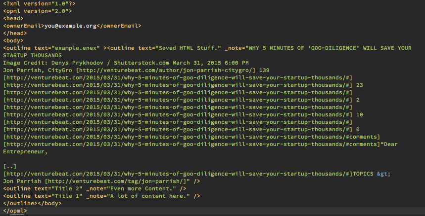 enex-to-opml - Evernote Export