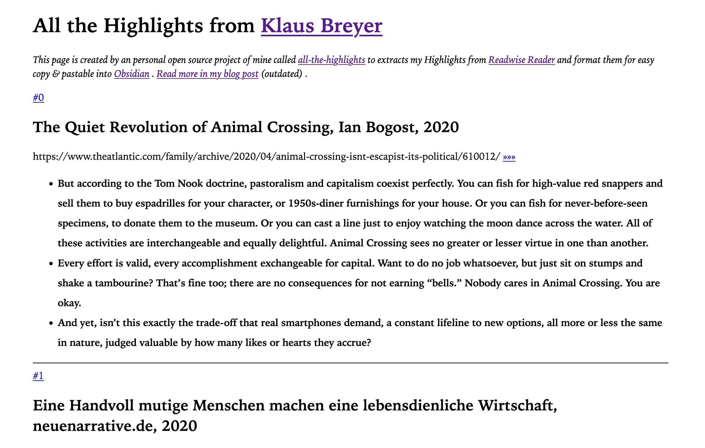 All The Highlights: Centralizing Readwise Highlights