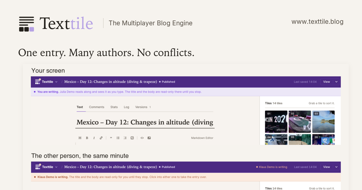 Texttile, a multiplayer blog engine for people who write together &ndash; Klaus Breyer