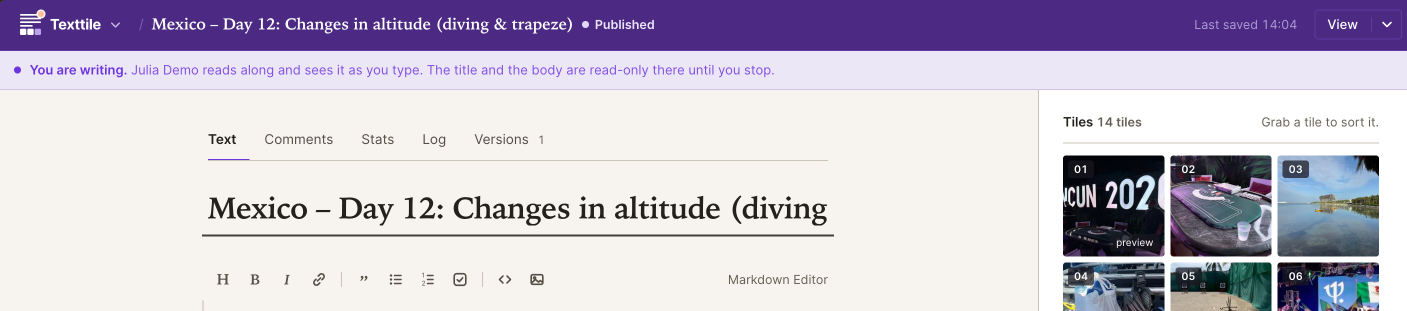 Your screen: you write while the other person reads along