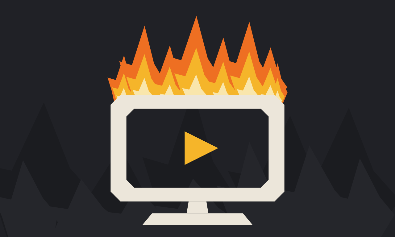 The icon: a burning television